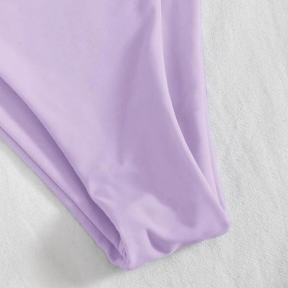 SHEIN🌺Solid High Cut Lilac Bikini Swimsuit👙S - Picture 4 of 4